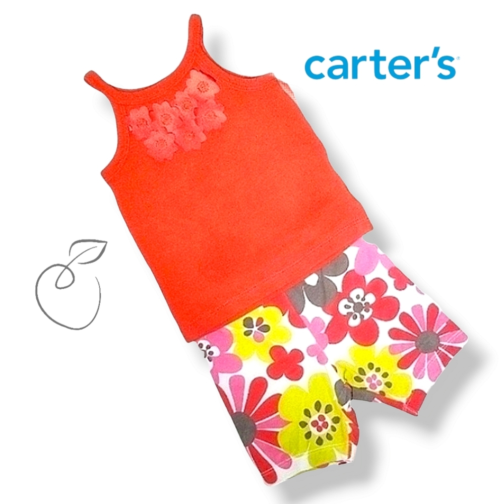 CARTER'S INFANT GIRL'S SHORTS SET ORANGE 12 MOS